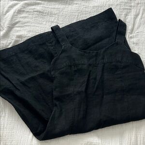 J. Jill Linen Sleeveless Tie Button Back Black Dress